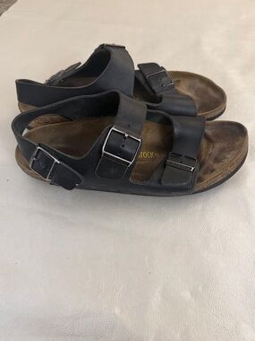 Birkenstock Black Three-Strap Buckle Sandals